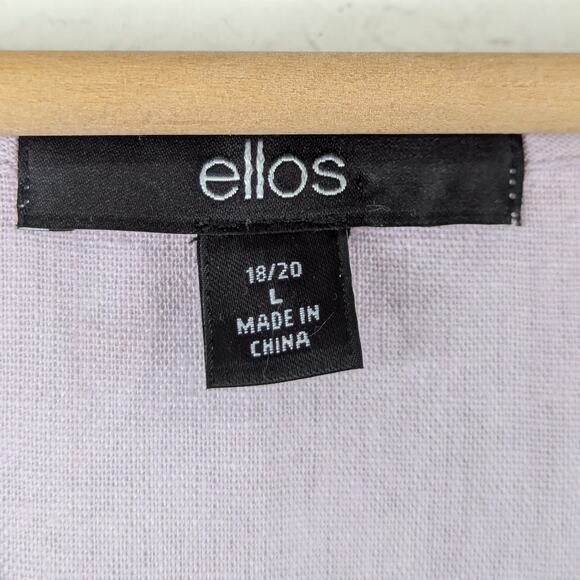 Ellos Lilac Purple Linen Rayon Top Women's L 18/20 V Neck Button Short Sleeve - Picture 4 of 6